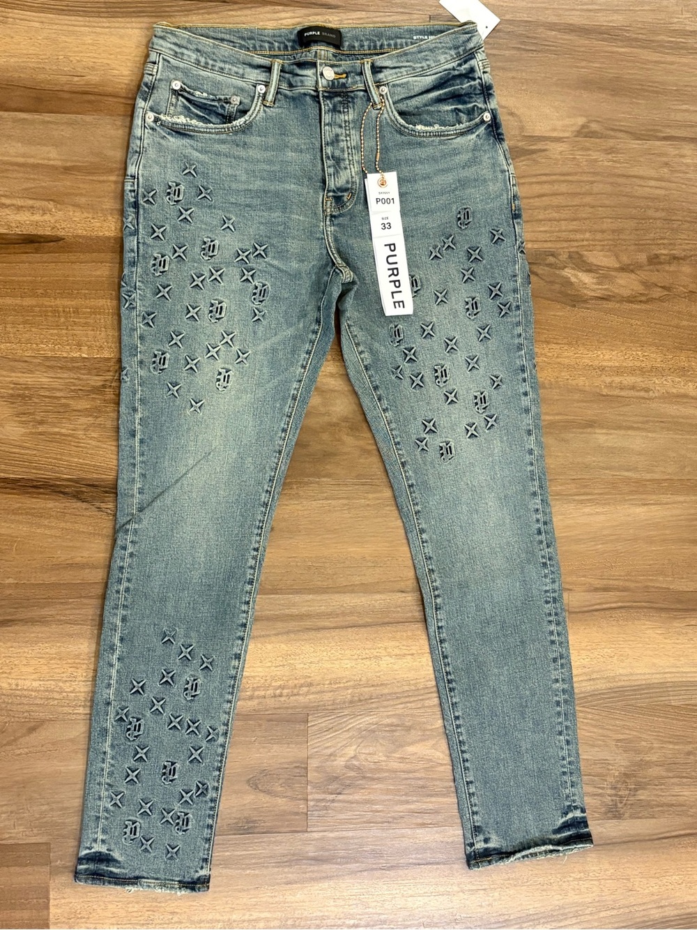 Men’s Skinny Blue Embroidered Jeans